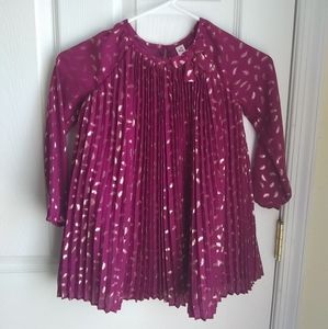 Gorgeous purple pleated dress with gold feathers